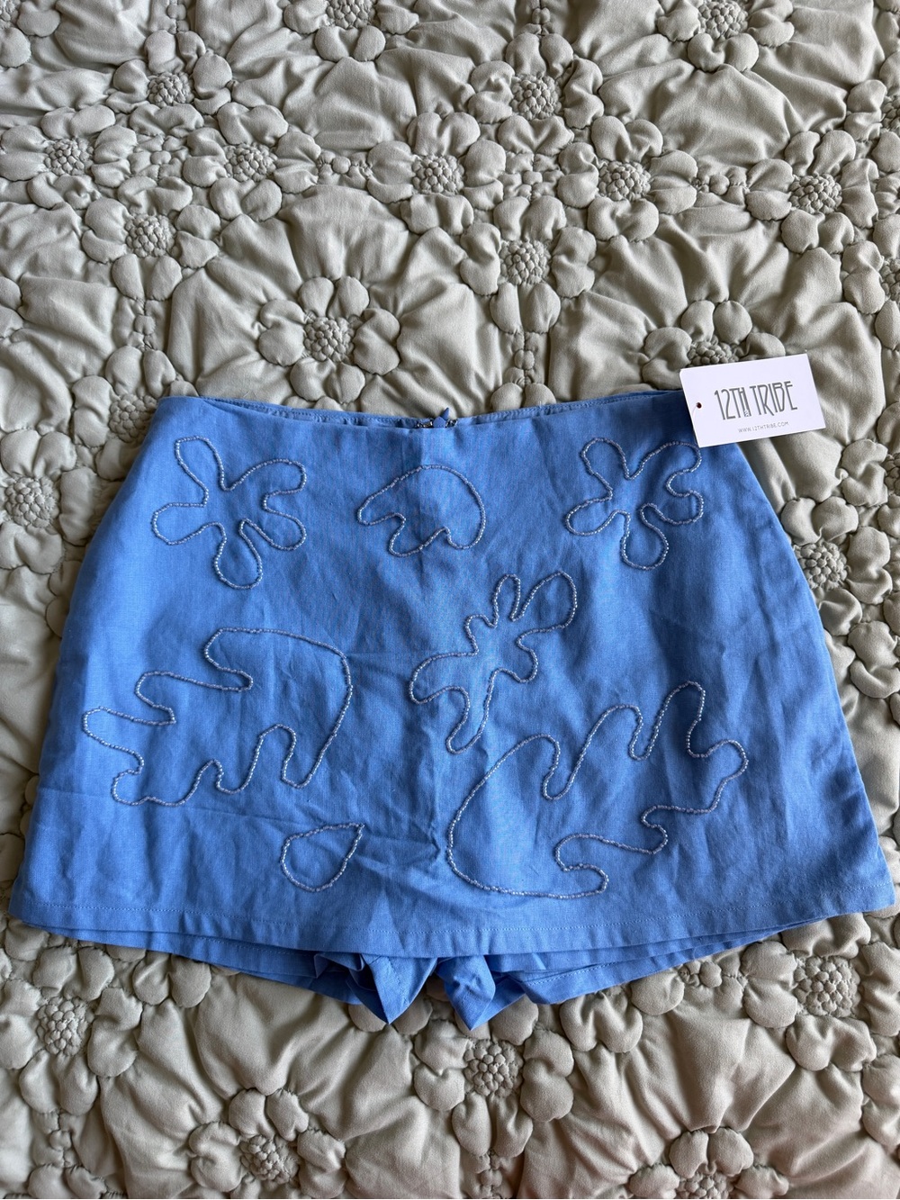 12th Tribe Sky Blue Embroidered Women’s Skort Shorts